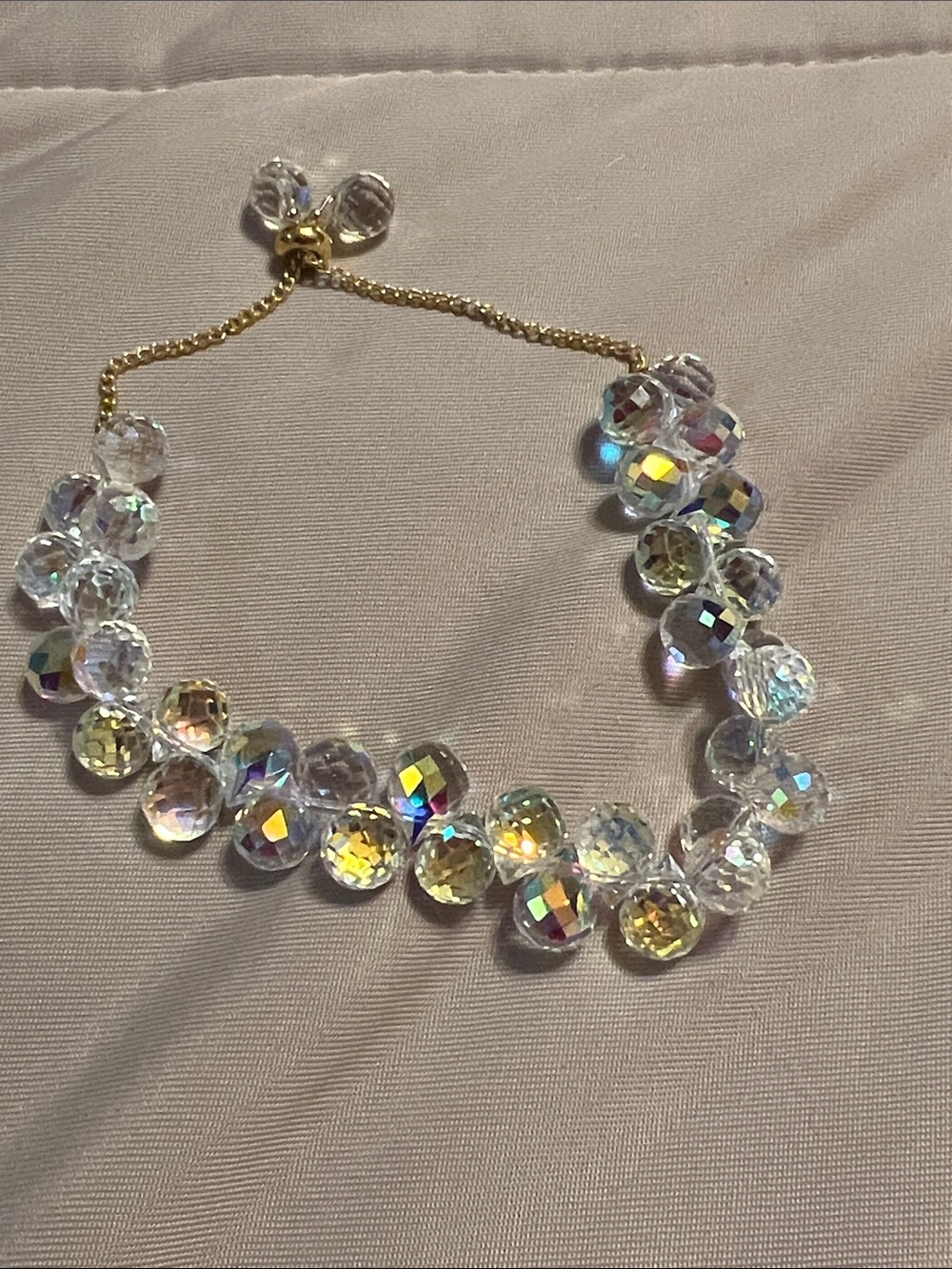 Crystal Bead Bracelet - Clear Aurora Borealis Finish